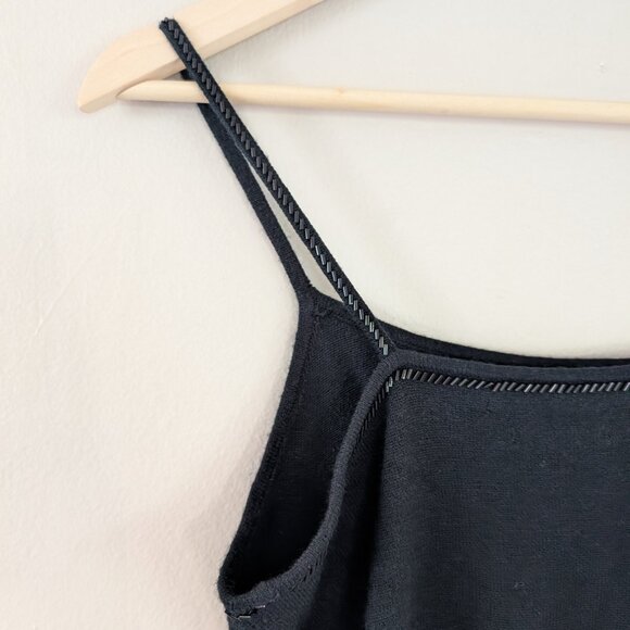 Tommy Hilfiger Black Y2K Spaghetti Strap Knit Top Beaded with‎ Ruffles Size SP - Picture 11 of 14